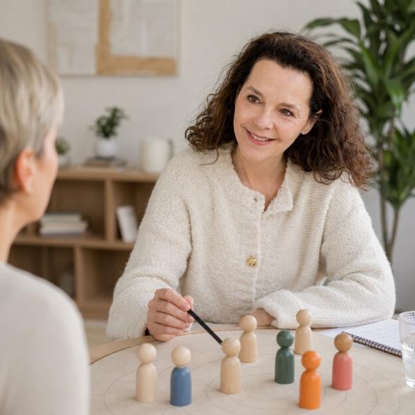Sabina M. Schwaninger arbeitet im Coaching mit Aufstellungsfiguren